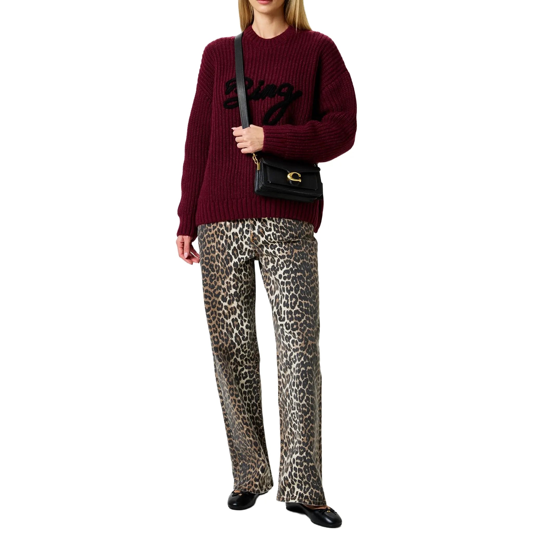 Model Front View of Coach Tabby 20 Black Bag